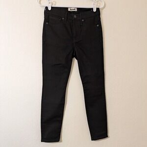Madewell Jeans Women's 26P Black 9 Inch High Rise Skinny Stretch Dark Wash Denim